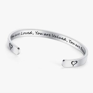 Silver Inspirational Cuff Bracelet
